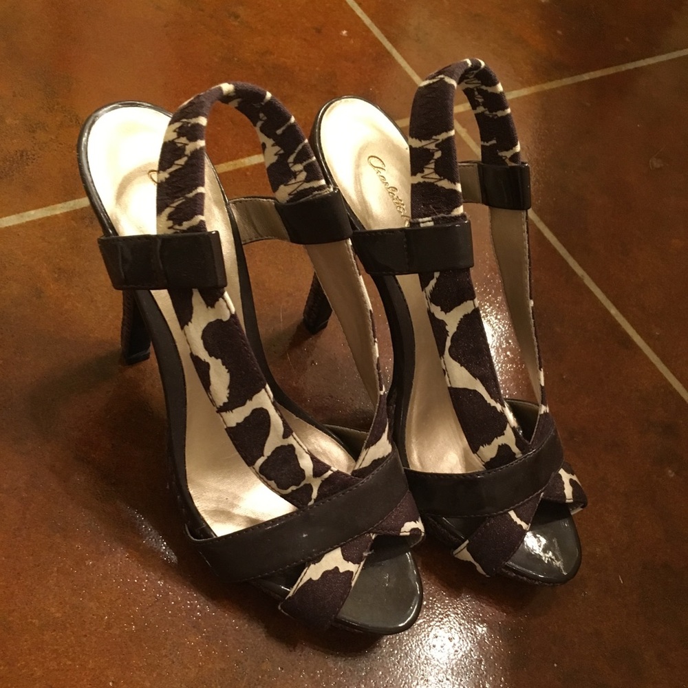 Cow Brown open toe pumps size 7
